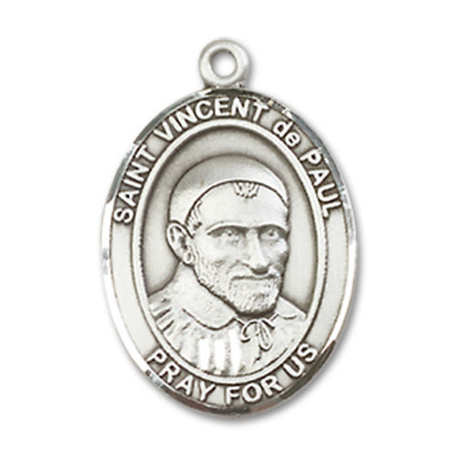 Bliss St. Vincent de Paul Pendant, Sterling Silver - Oval, Medium Bliss St. Vincent de Paul Pendant, Sterling Silver - Oval, Medium