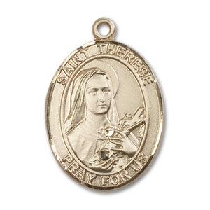 Bliss St. Saint Therese of Lisieux Pendant, 14kt Gold Filled - Oval, Large