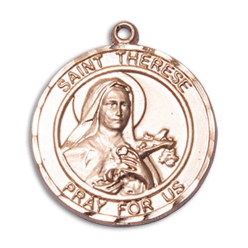 Bliss St. Therese of Lisieux Pendant, 14kt Gold - Round, Medium