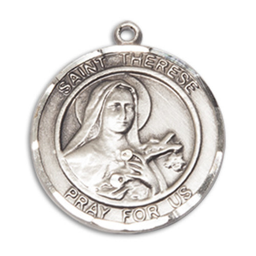 Bliss St. Therese of Lisieux Pendant, Sterling Silver - Round, Medium Bliss St. Therese of Lisieux Pendant, Sterling Silver - Round, Medium