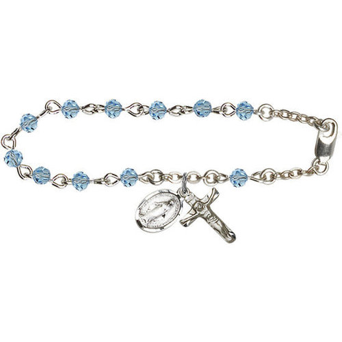 Bliss Aqua Rosary Bracelet - 4mm With Swarovski Beads