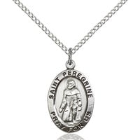 St. Peregrine Sterling Silver Medal With Chain - Medium