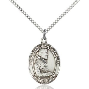 Bliss St. Pio of Pietrelcina Sterling Silver Medal With Chain  - Small