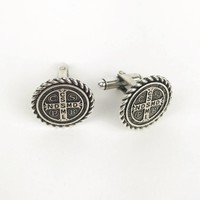 St Benedict Cuff Links Silver by My Saint My Hero