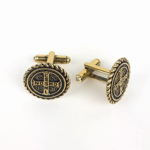 MY SAINT MY HERO St Benedict Cuff Links Gold by My Saint My Hero MY SAINT MY HERO St Benedict Cuff Links Gold by My Saint My Hero