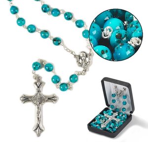 DICKSON GIFTS Blue Faux Marble Rosary