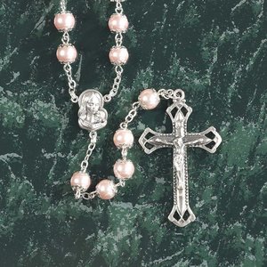 DICKSON GIFTS ROSARY PINK FAUX PEARL