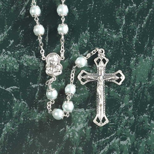 DICKSON GIFTS ROSARY BLUE FAUX PERL DICKSON GIFTS ROSARY BLUE FAUX PERL