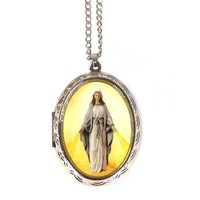 Our Lady of Grace Locket With Rosary