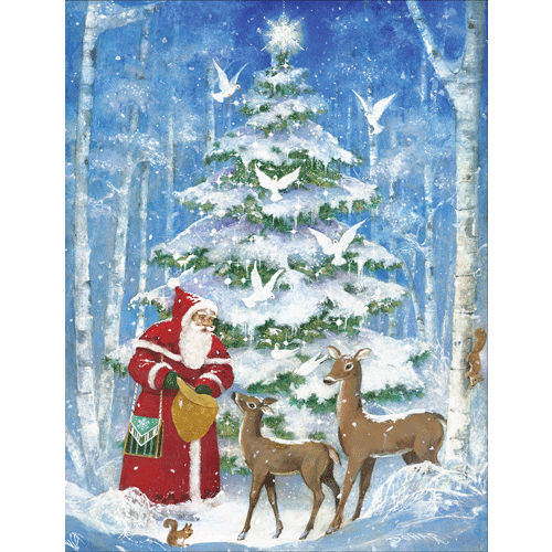 St Nicholas with Deer Boxed Christmas Cards BY CASPARI St Nicholas with Deer Boxed Christmas Cards BY CASPARI