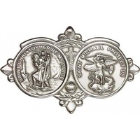 Antique Silver St. Christopher / St Michael Visor Clip