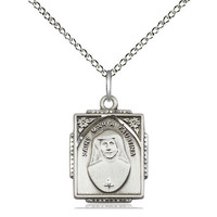 St. Maria Faustina Medal And 18" Chain - Sterling Silver