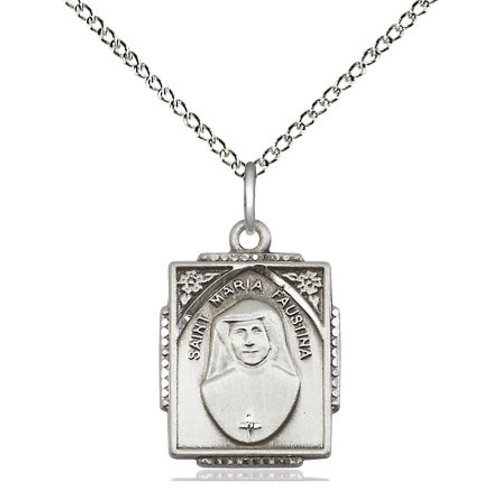 Bliss St. Maria Faustina Medal And 18" Chain - Sterling Silver