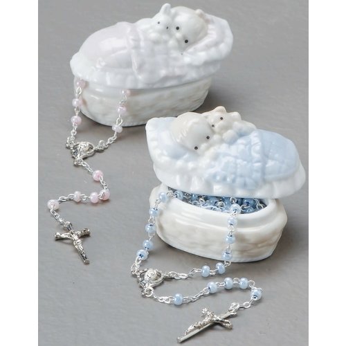 ROMAN Baby Rosary in Bassinet - Pink ROMAN Baby Rosary in Bassinet - Pink