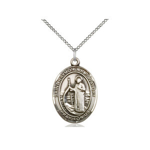 Bliss Sterling Silver St Raymond of Penafort Pendant - Oval, Medium