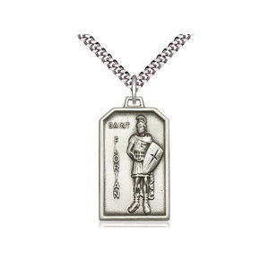 Bliss Sterling Silver St Florian Pendant & 24" Chain