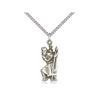 Sterling Silver St Christopher Pendant & Chain