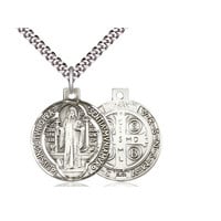 Sterling Silver St. Benedict Pendant & 24" Chain