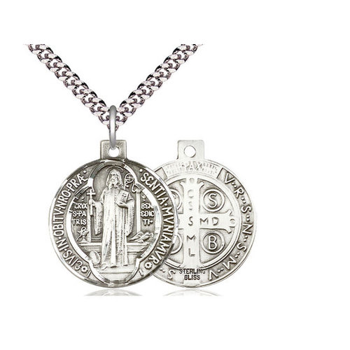 Bliss Sterling Silver St. Benedict Pendant & 24" Chain