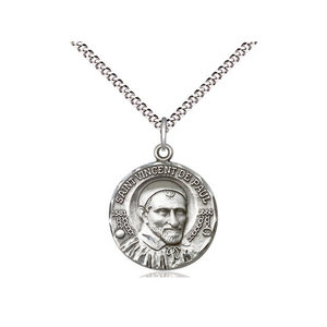 Bliss Sterling Silver St. Vincent De Paul Pendant & 18" Chain