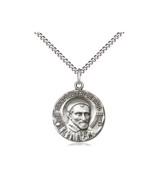 Bliss Sterling Silver St. Vincent De Paul Pendant & 18" Chain