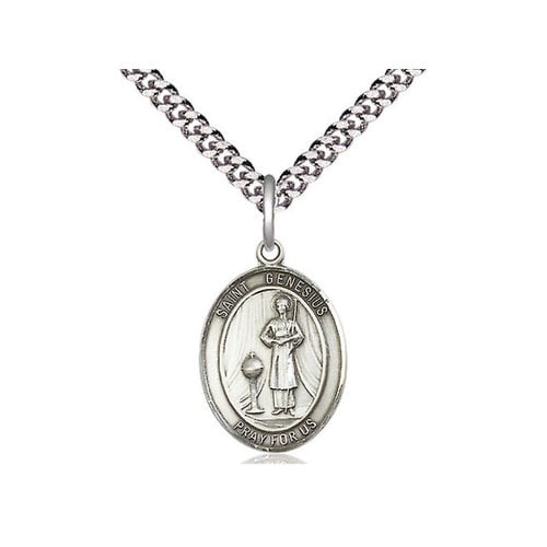 Bliss Sterling Silver St Genesius of Rome Pendant on 20" Chain