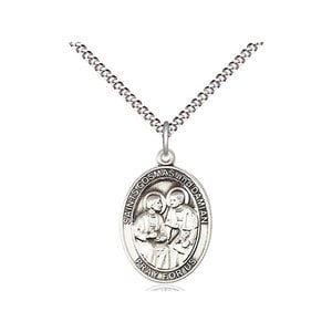 Bliss Sterling Silver Sts. Cosmas & Damian Pendant & 18" Chain