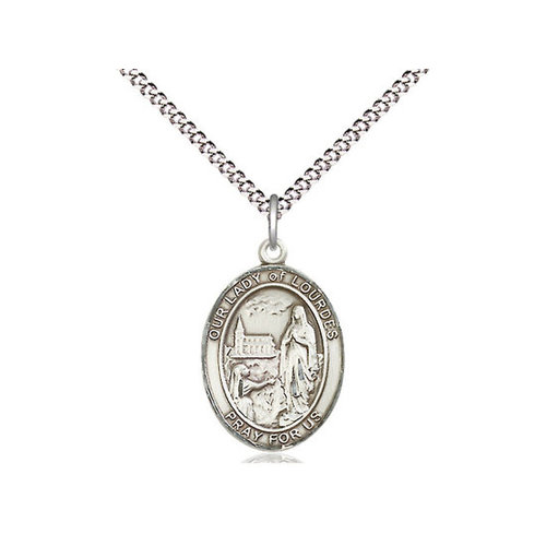 Bliss Sterling Silver Our Lady of Lourdes Pendant & 18" Chain