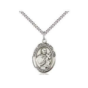 Bliss Sterling Silver St. Martin De Porres Pendant & 18" Light Rhodium Chain