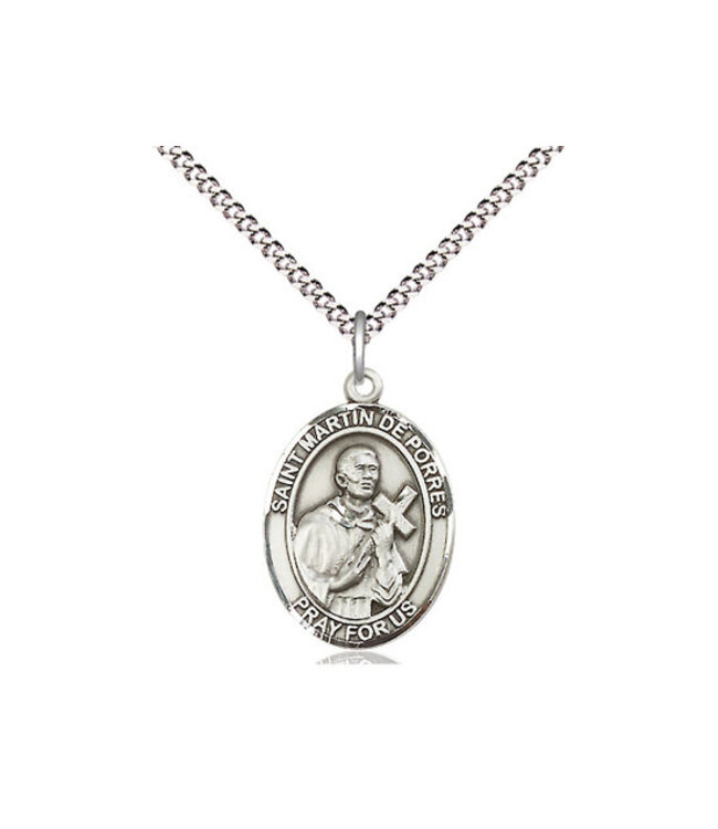 Bliss Sterling Silver St. Martin De Porres Pendant & 18" Light Rhodium Chain