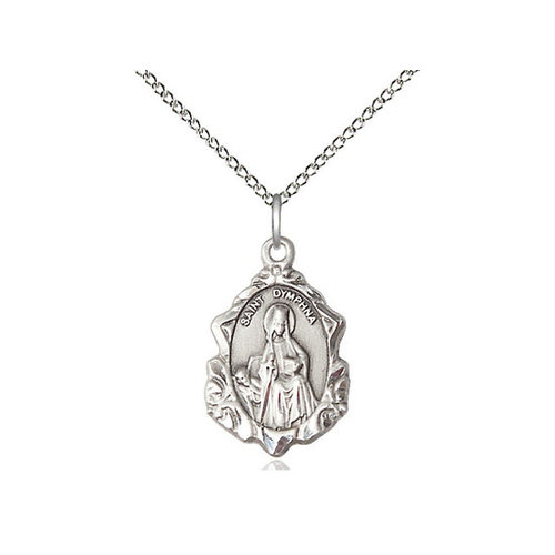 Bliss Sterling Silver St Dymphna Pendant on a 18