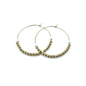 Joy 14k Small Gold Filled + White Hoop Earring