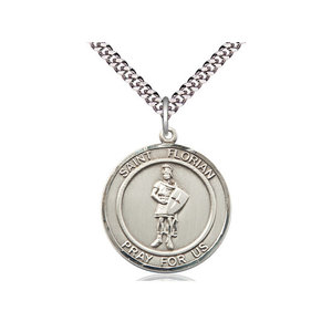 Bliss Sterling Silver St. Florian Pendant & 24" Chain