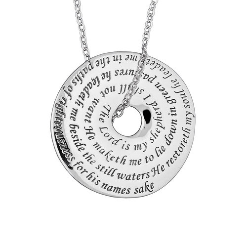 LAUREL ELLIOTT 23RD PSALM Sterling Disc Necklace by Laurel Elliott LAUREL ELLIOTT 23RD PSALM Sterling Disc Necklace by Laurel Elliott