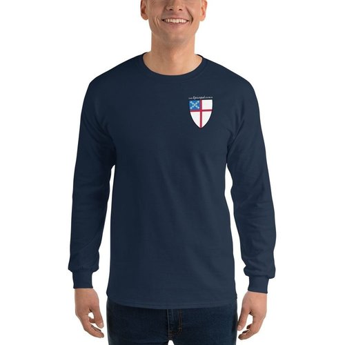 Episcopal Shield Shirt Long Sleeve Blue Medium Episcopal Shield Shirt Long Sleeve Blue Medium