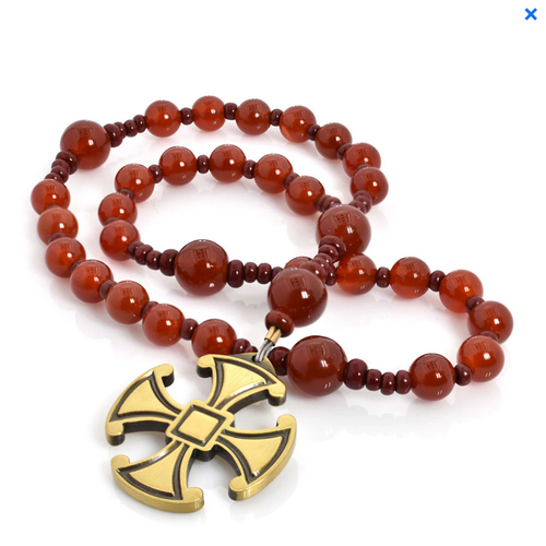 Anglican Rosary Carnelian With Canterbury Cross