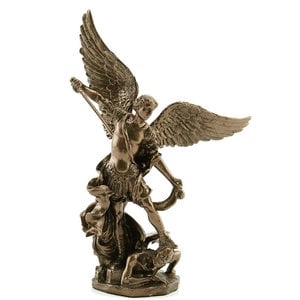 Unicorn Studios Bronze Statue of St. Michael Standing Over Demon