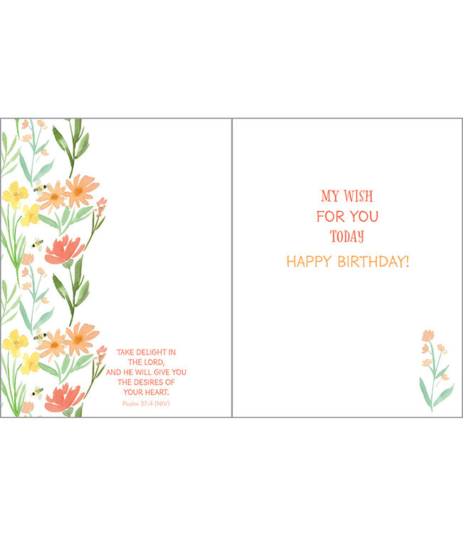 Greeting Card W Scripture Birthday Sweet Stems & Bees