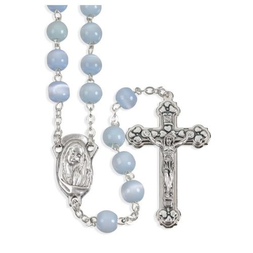 Imitation Blue Mother of Pearl Rosary