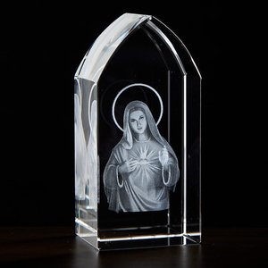 Immaculate Heart Etched Glass Stand 3 3/4
