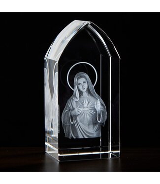 Immaculate Heart Etched Glass Stand 3 3/4