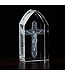 Crucifix Etched Glass Stand 3 3/4"