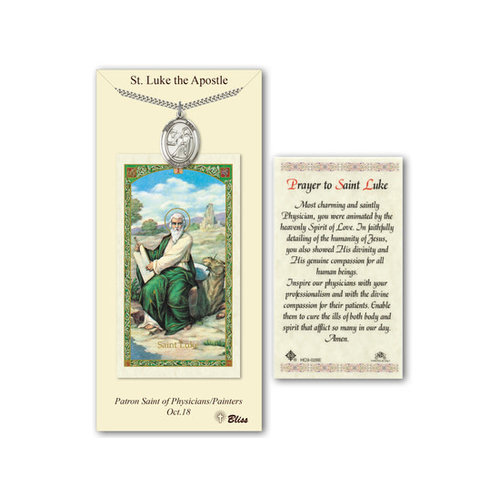 St Luke the Apostle Prayer Card With Pewter Medal