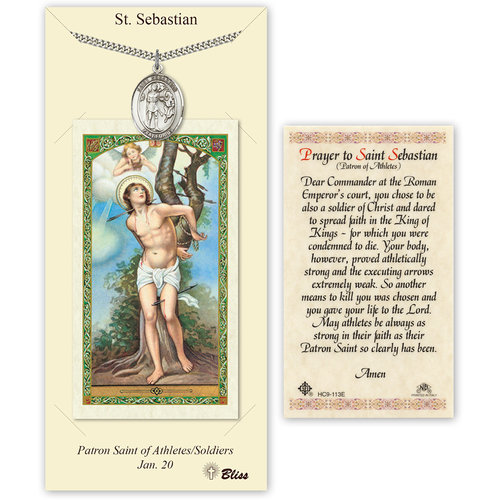 St Sebastian Prayer Card with Pewter Pendant