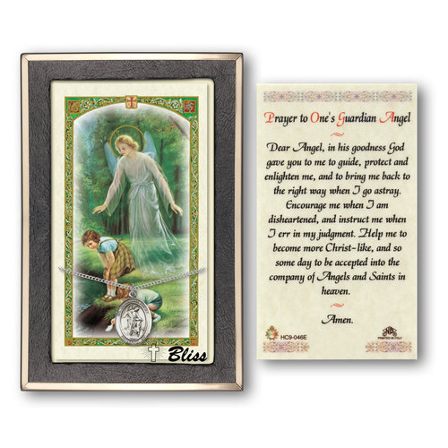 Guardian Angel Pewter Pendant With Prayer Card