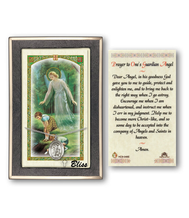 Guardian Angel Pewter Pendant With Prayer Card