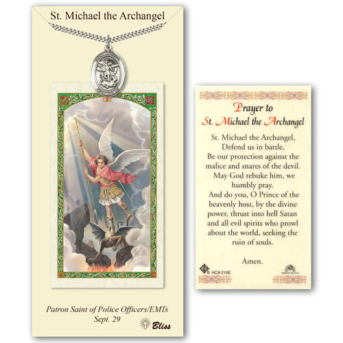 St Michael the Archangel Pewter Pendant with Prayer Card St Michael the Archangel Pewter Pendant with Prayer Card