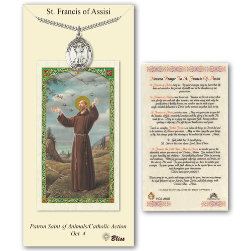 St Francis of Assisi Pewter Medal With Prayer Card