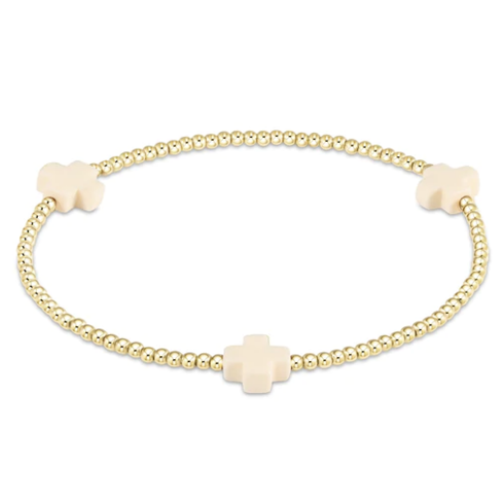 Signature Cross Gold Pattern 2mm Bead Bracelet Off-White Signature Cross Gold Pattern 2mm Bead Bracelet Off-White