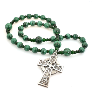 Anglican Rosary Malachite With Celtic Aura Cross